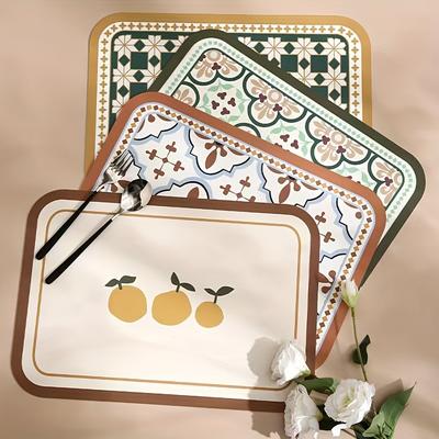 Washable Leather Placemats Wipe-Clean PVC Table Mats for Kitchen, Dining Room & Outdoor Use