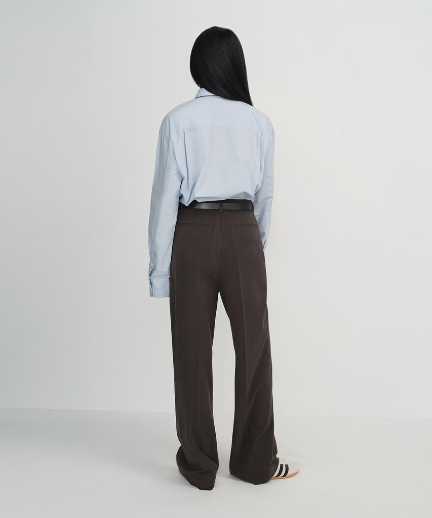 MUSINSA STANDARD WOMAN Women'S High-Waisted Wide Hidden Banding Slacks [Dark Brown]
