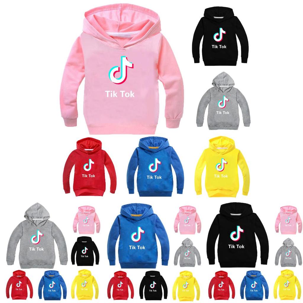 Childrens Tok Tik Letter Sweater Long Sleeve Hoodie Fashion Tops Pullover