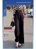 Women's Autumn 2025 Black Wide-Leg Pants: New Chinese Style Slim Fit Straight-Leg