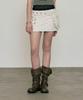 NO EXTRA TOUCH Dyed Belted Bag Studded Mini Skirt Shorts (Ivory) / 26Smsk002Iv