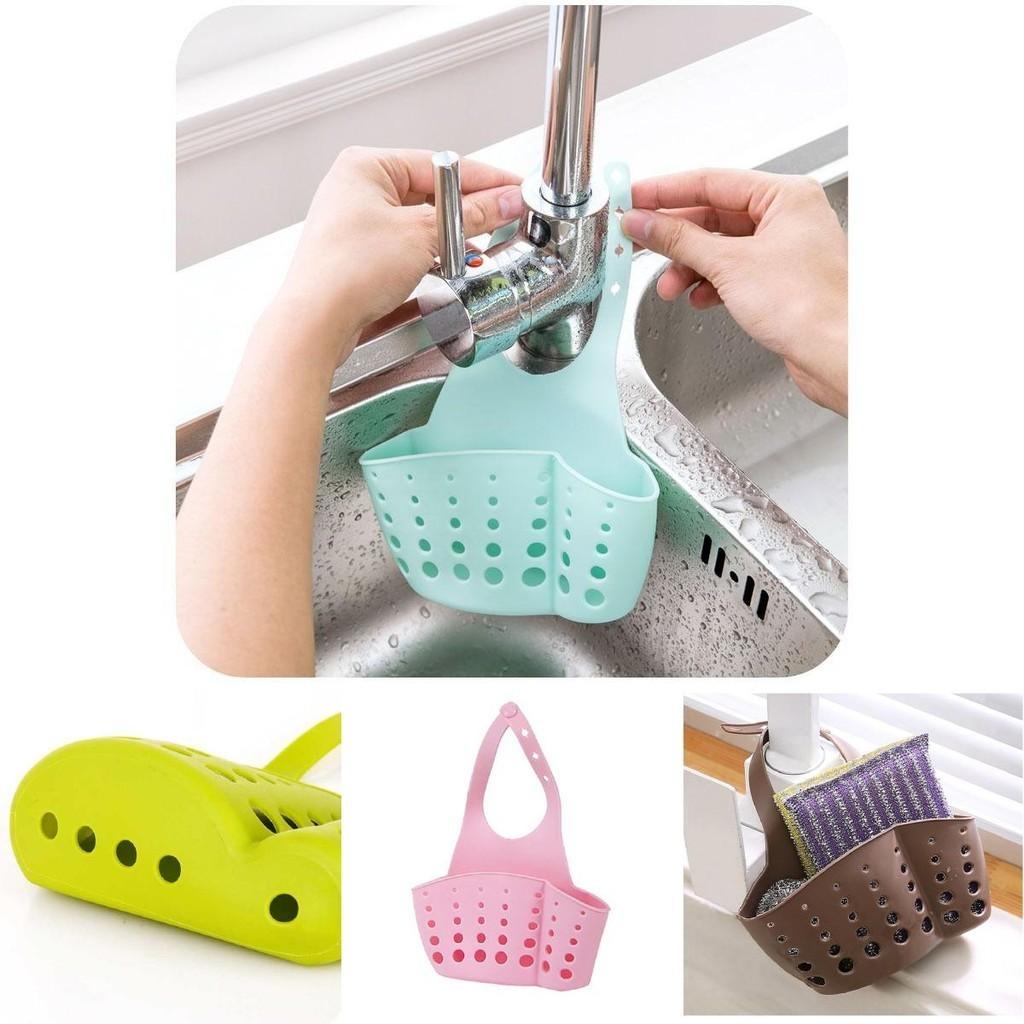 Versatile Kitchen Sink Soap Sponge Holder With Adjustable Strap For Easy Organizing