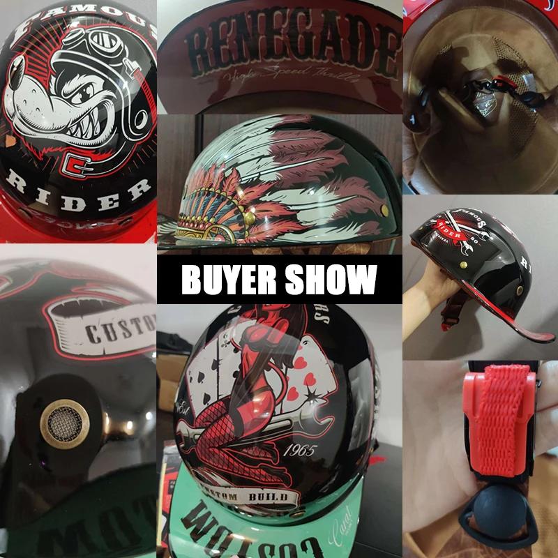 Uchoose Baseballová čepice Helma Motocykl Vintage Retro Helmy Summer Open Face Scooter Cruiser Chopper Gangster DS Muži Ženy Kid