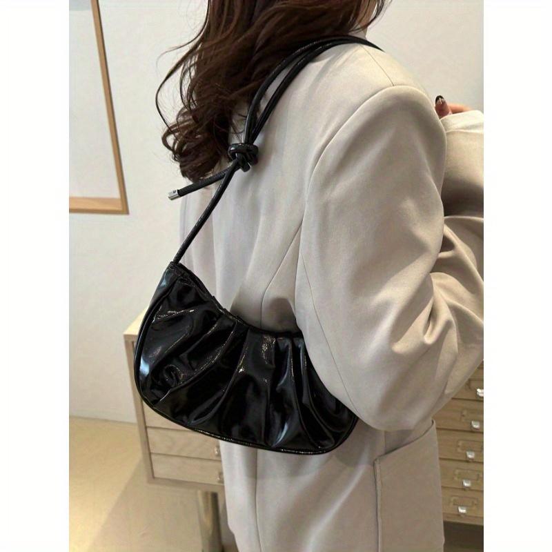 Mode Einfarbig Gold Wolkenplissee PU Damen Handtasche Schlicht Süßer Stil Schultertasche, Umhängetasche. Geeignet zum Einkaufen