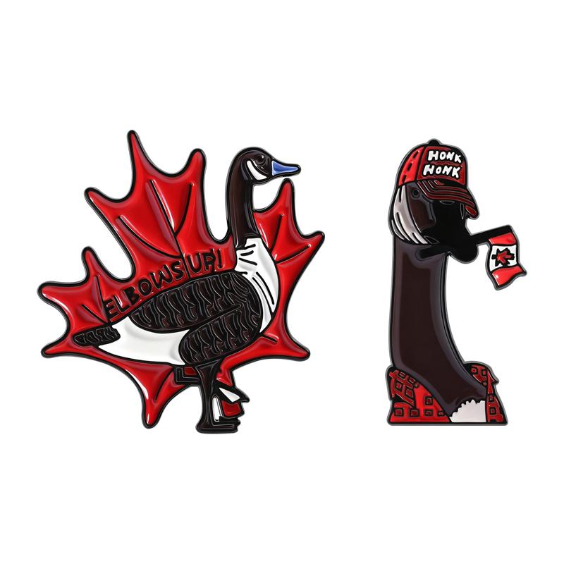 Cowboy Goose Sheriff Enamel Pins You Just Yee'd Your Last Haw Brooches Honk Badges Maple Leaves Animal Jewelry Gift for Friends