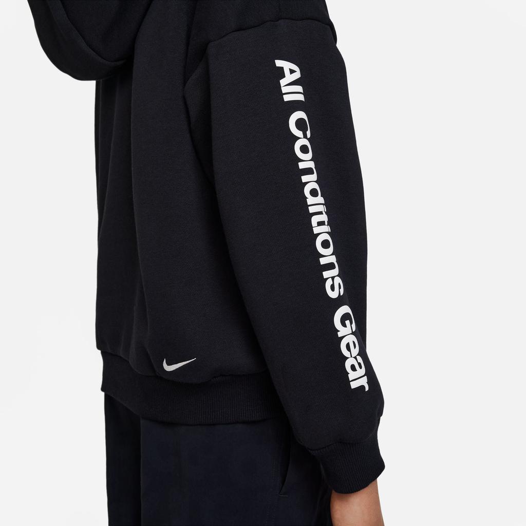 Nike Kids Letter Print Hooded Casual Sweatshirt Kids sweatshirt Black FB4343-010