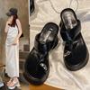 Fashion 2025Thick Bottom Women Slippers Summer Outside Flip Flops Height Increasing  Shoes Summer Beach Shoes Breathable