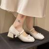 2025 New Butterfly-knot Mid Heel Mary Janes Square Heel Shallow Ladies Shoes On Sale Fashion Spring Autumn Solid Dress Pumps