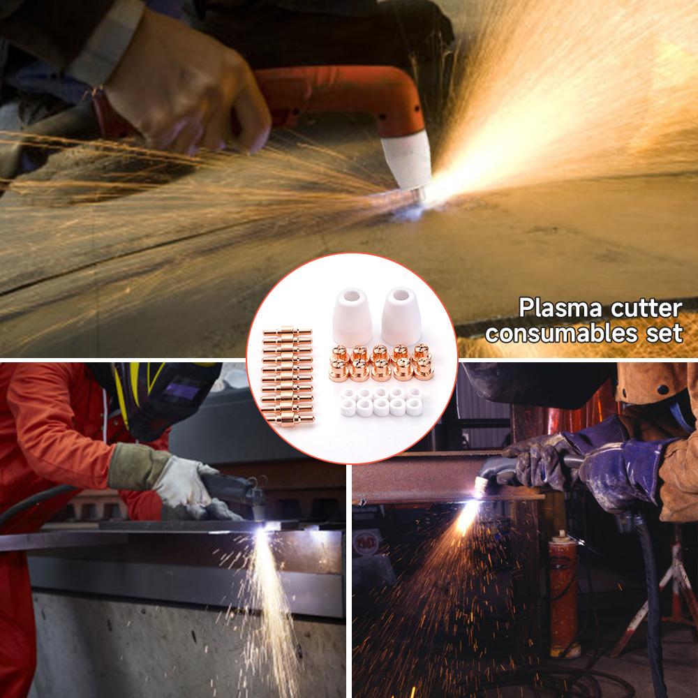 32pcs Plasma Cutter Tip Nozzle and Electrode Set  for  For PT31 LG40 Plasma Cutter Welding Tools