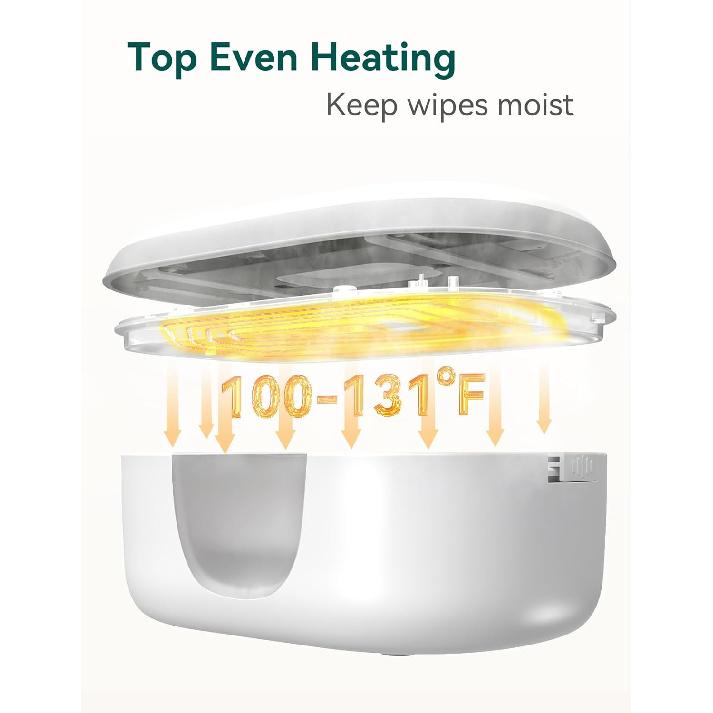 

Babelio Baby Wipe Warmer and Wet Wipes Dispenser | Large Capacity Wipes Warmer for Babies with Night Light | Top Even Heating, 4-Level Temperature