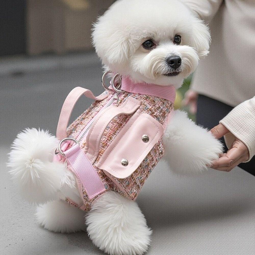 Stylish Pet Traction Backpack Elegant Dogs Going Out Bag Adjustable Cat Carrier Bag  Travel