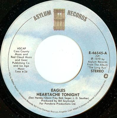 7inch Record EAGLES - Heartache Tonight E46545 Asylum Records 1979 US Rock Used