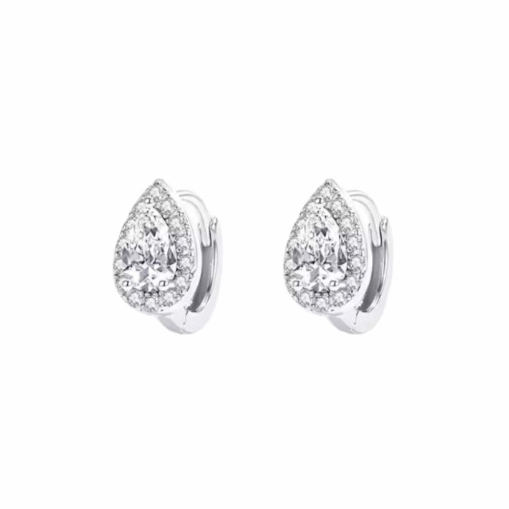 

Sparkling Water Drop Zircon Hoop Earrings Mini Ear Buckle Teardrop Stud Earrings Accessories срібний