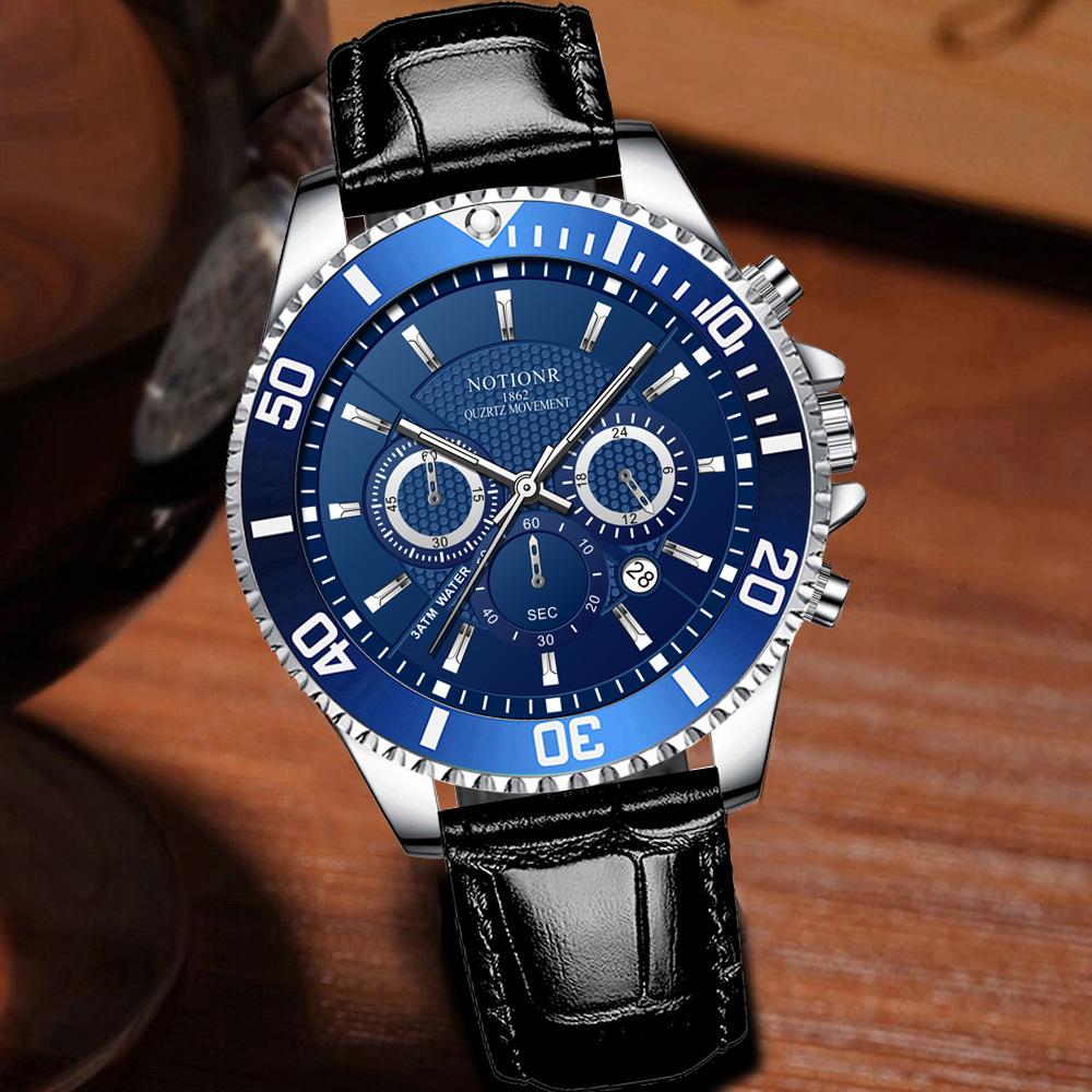 Fashion Business Men's Watch Large Dial Watch Sport Men's Watch Casual Watch Calendar Watch Leather strap