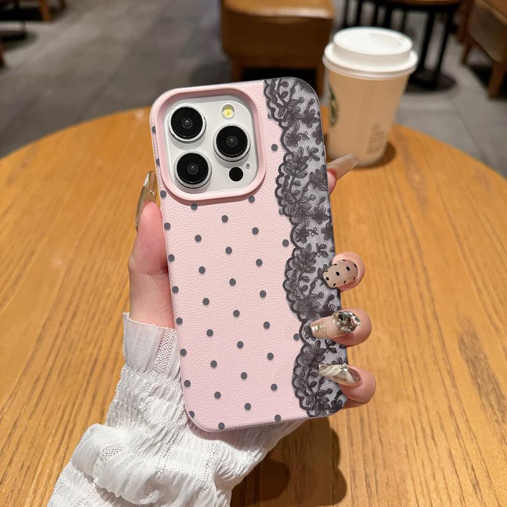 Black Lace Phone Case For Iphone 17 16 Pro Max 14 15 Plus Cover Iphone 11 12 13 17E 16E Soft Shockproof Cover