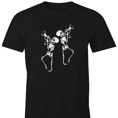 Lustige Skelette Trompeter Halloween Spooktober T-Shirt Sommer 100% Baumwolle Rundhals Kurzarm Freizeit Herren T-Shirt Größe S3XL