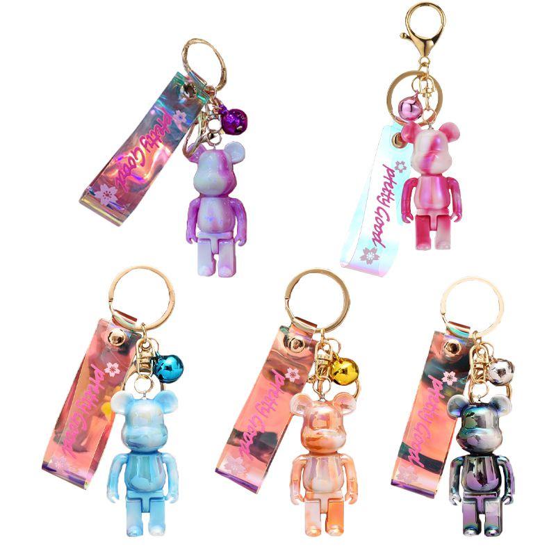 Bear Cute Gradient Acrylic Key Chain Car Pendant Bag Couple Creative Crystal