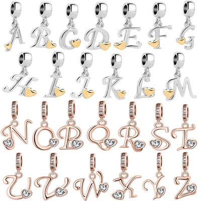 Neuer Kupfer Roségold Hellgold Zweifarbig 26 Buchstaben Englisch Anhänger Charm Passend für Armbänder Halsketten DIY Schmuckzubehör