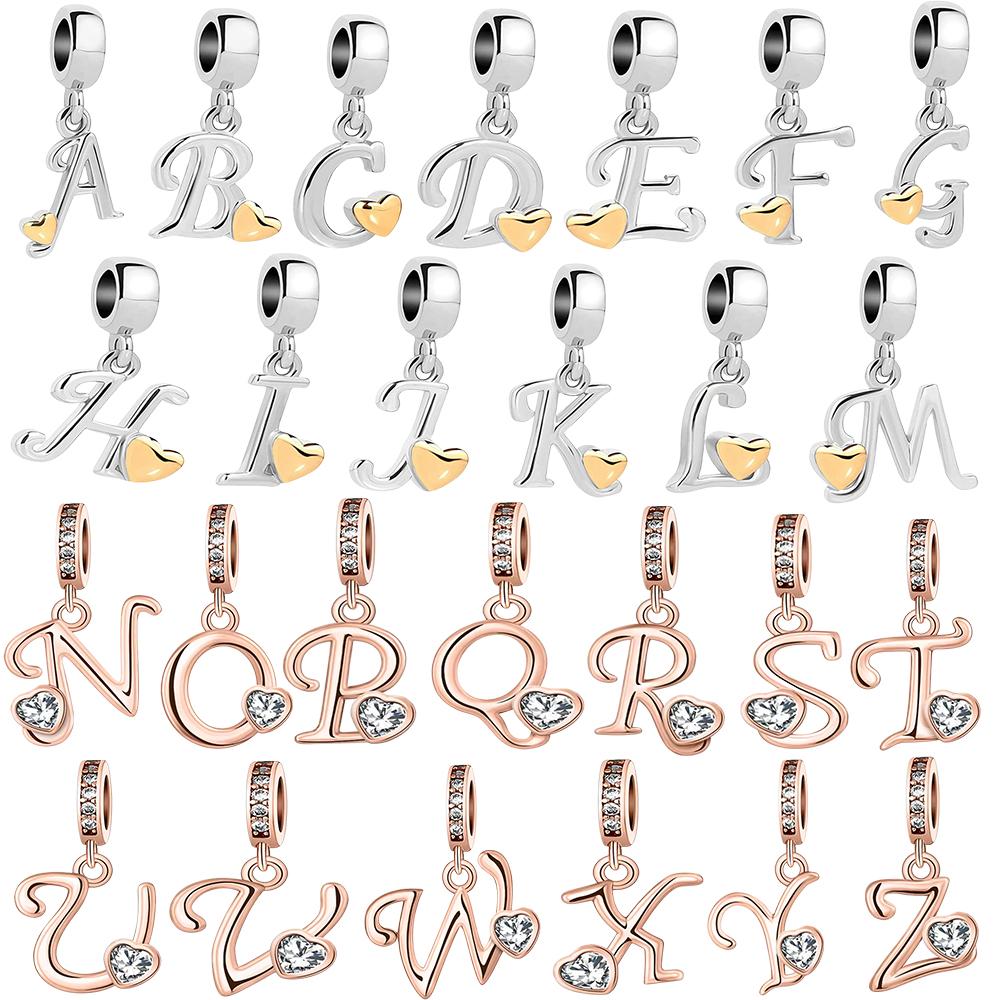 New Metal Rose Gold Light Two Tone 26 Letter English Pendant Charm Fit Ideal for Bracelets Necklaces Make your own Accessory Accessories Elegant