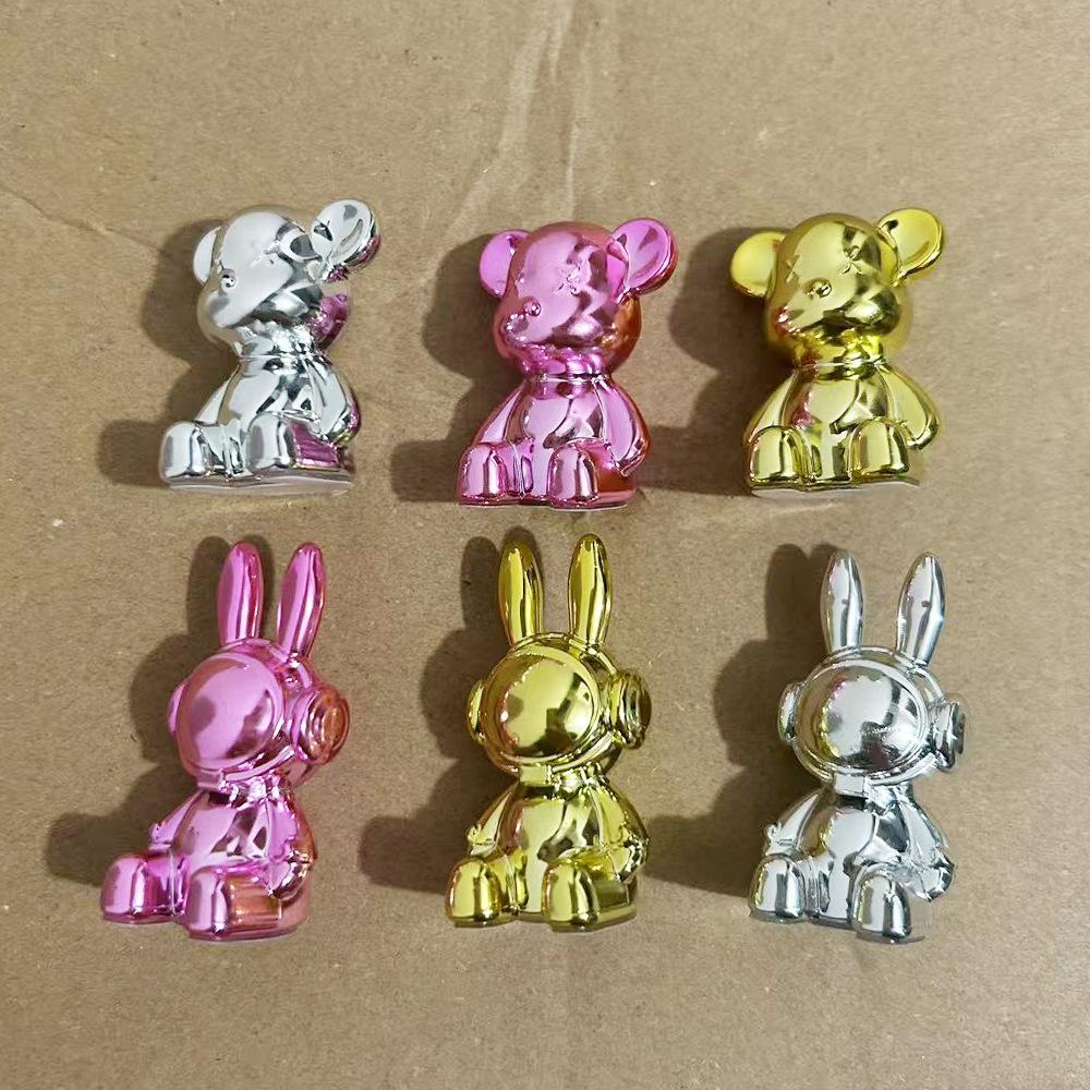 Car Center Console Ornaments Electroplated Rabbit and Bear High-end Unique and Easy To Install