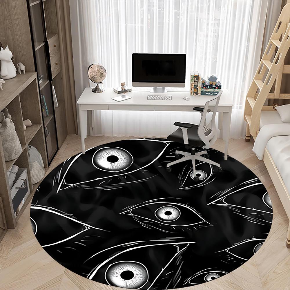 1pc Eyes Pattern Office Round Area Rug,  Mat Suitable For Office, Under Office Chairs Bedroom Living Room Home Decor, Room Deco