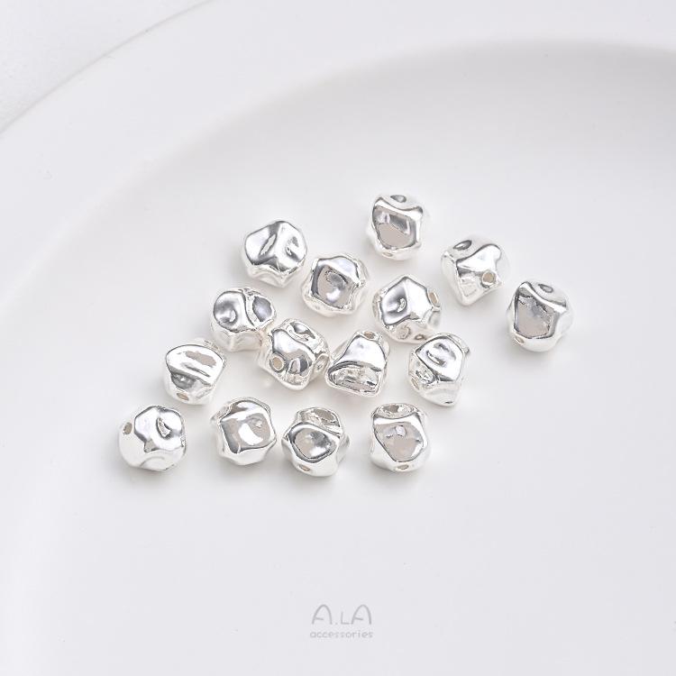 Color-Preserving Copper-Plated 925 Silver Irregular Spacer Beads for Baroque-Style DIY Pearl Jewelry