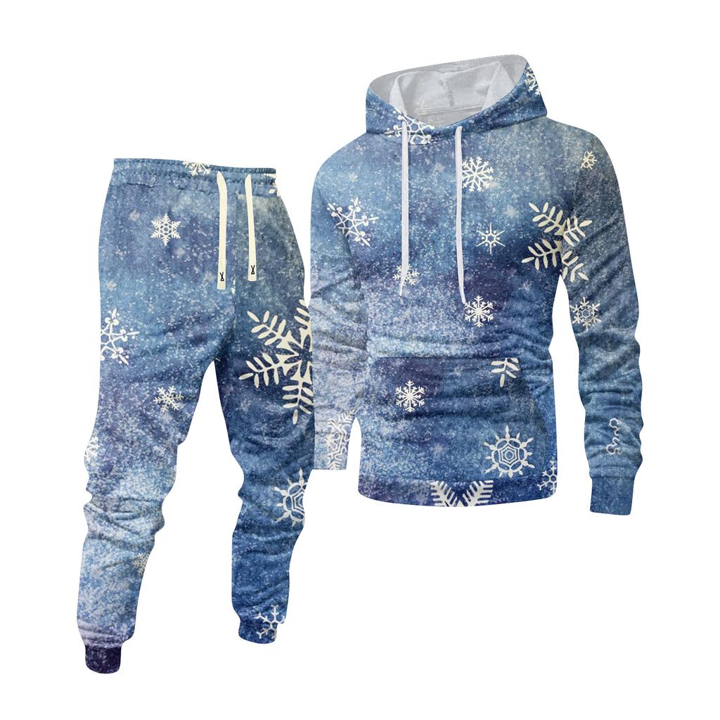 Moletom com Capuz Estampado Masculino e Calça de Moletom Conjunto Esportivo Casual