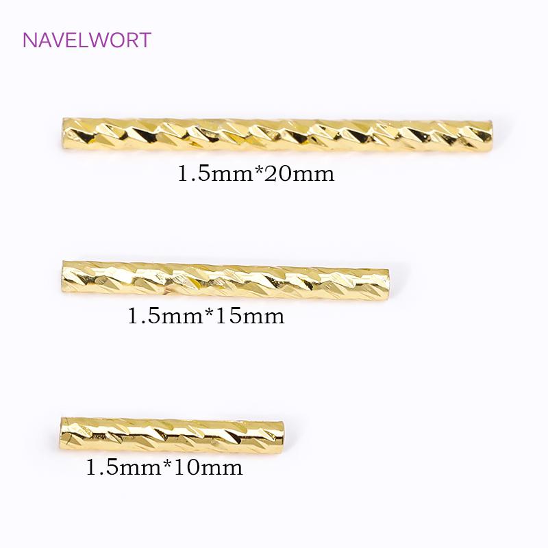 10/15/20mm Pruhované trubičkové korálky 18K pozlacená mosaz Rovné dlouhé trubičkové korálky pro DIY výrobu náramků a šperků