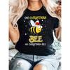 Womens Christmas Bee Funny Print T Shirt Short Sleeve Crew Neck Spring Summer Festival Outing Cute Casual Top