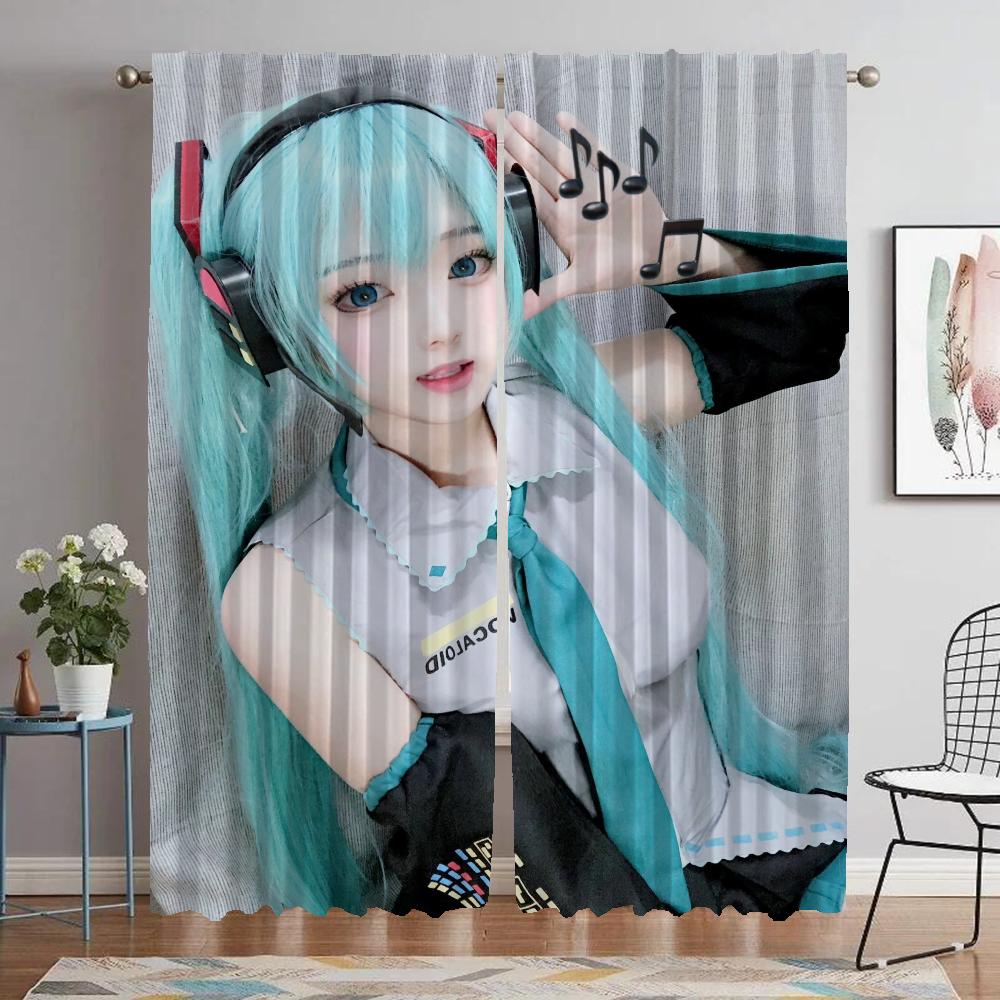 Partition Hatsune M-Miku Curtain Window Home Interior Curtains for Camera Curtains Child Room Tulle for Bedroom Shades Living