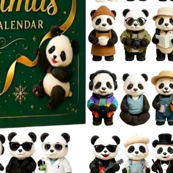 Panda Vánoční Adventní Kalendář 2025 24 Dní Odpočítávací Krabička Unikátní Figurky Pandy Slavnostní Dekorace na Stromek a pro Milovníky Zvířat