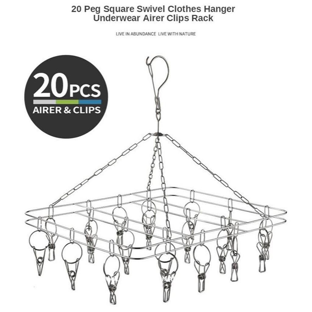 Hot Rack Y2L1 Swivel Hook 20 Pegs Underwear Sock Gloves Scarf Drying Hanger Hot Rack Y2L1 Swivel Hook 20 Pegs Underwear Sock Gloves Scarf Drying Hanger