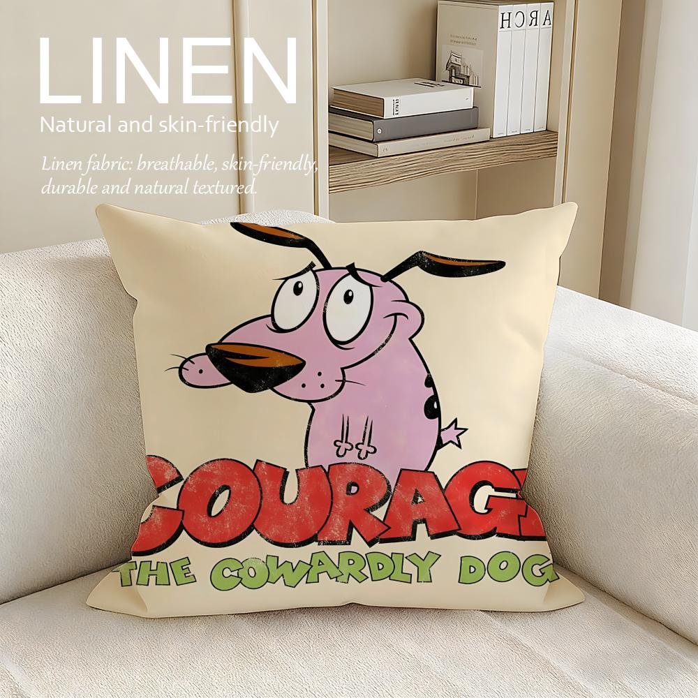 Animation Courage Dog Cushion Cover Pillowcase Set Pcs X X Breathable Washable Sofa Cushion Cover