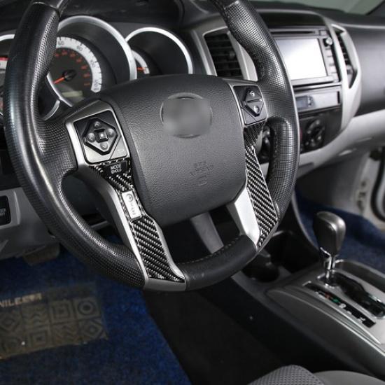 Carbon Fiber Steering Wheel Sticker Trim For Toyota Tacoma 2011-15