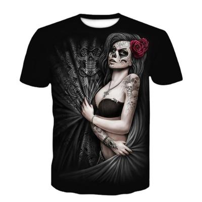 Sommer Totenkopf 3D Gedruckt Punk Dark Series Locker Kurzärmlig Herren T-Shirt