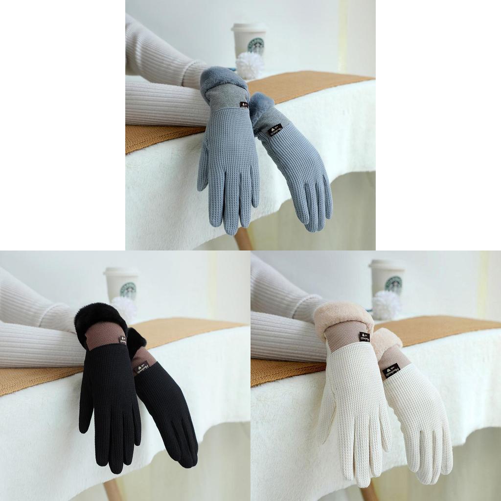 Snowflake Flannel Warm Gloves For Women With Touchscreen Functionality For Commuting