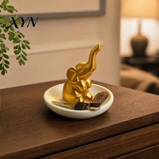 Bandeja de Joias Multicor, Bandeja de Armazenamento, com Design de Elefante de Nariz Levantado, Estojo à Prova d'Água, Organizador Compacto para Anéis, Brincos, Pulseiras, Decorativo
