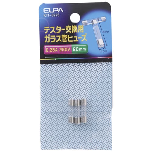 ELPA Tester Fuse Tester Fuse Glass Tube 3 Pieces 250V 0.25A 20mm5.2 KTF-0225