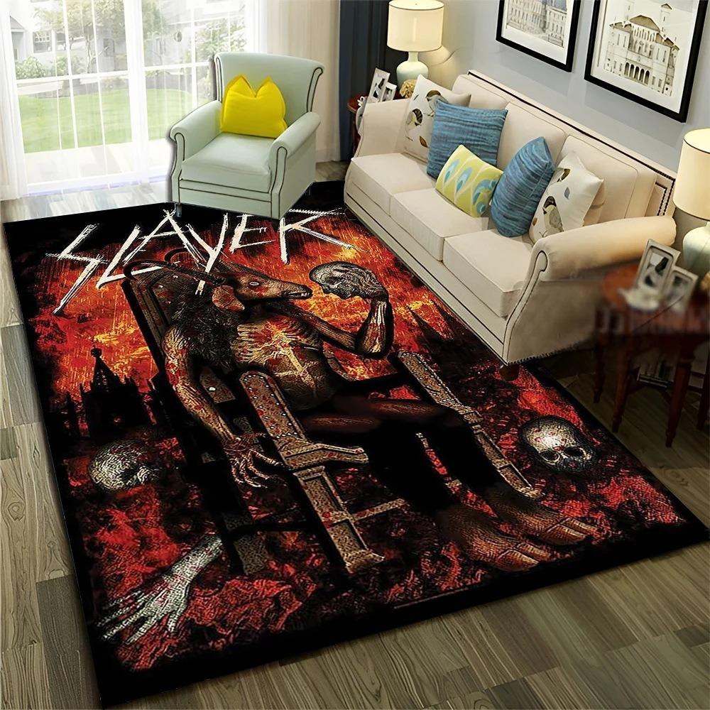 Death Metal Rock Large Carpet Rug for Home Living Room Bedroom Sofa Doormat Decor Kids Play Area Rug Carpet Non-slip Floor Mat