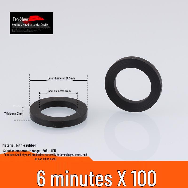 4-6 Minute Silicone Waterproof Gasket Seal for Water Heaters & Showers - Black Nitrile Rubber, Thickened Flat Washer