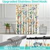 Amaredom Floral Shower Curtain for Bathroom, Colorful Leaves Curtain Bathroom Decoration, Shower Curtain Set with Curtain Hooks