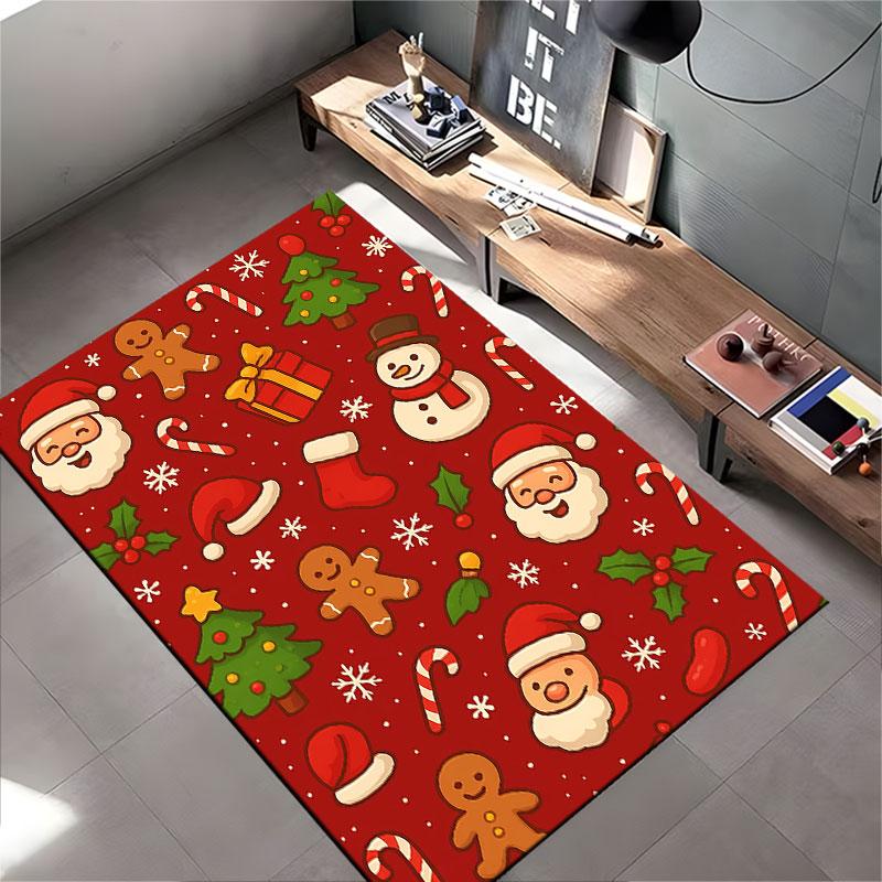 Christmas Cartoon Pattern Carpet suitable as a non-slip mat for the living room or bedroom sofa