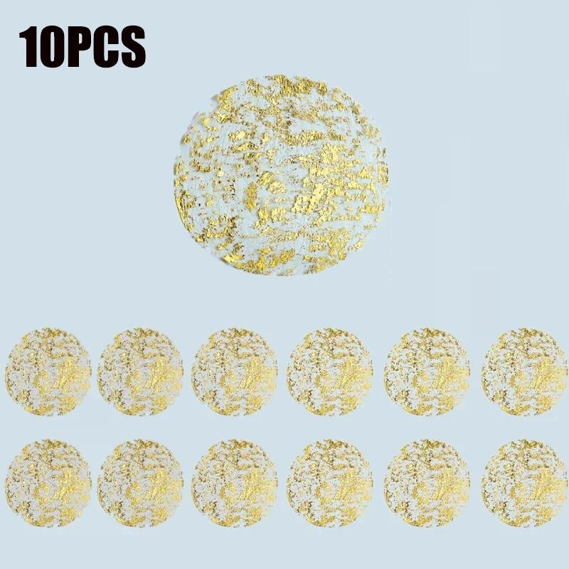 

Metallic Gold Foil Placemats 13 Inch Round Super Thin Disposable Table Mats For Wedding Birthday Party Home Dining Decoration As the picture
