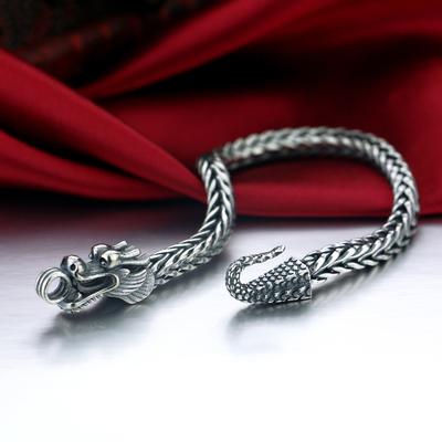 Chinese Dragon Men'S Bracelet, Thai Silver Plated Retro Ethnic Style, Trendy Men'S Popular Dragon Chain Jewelry