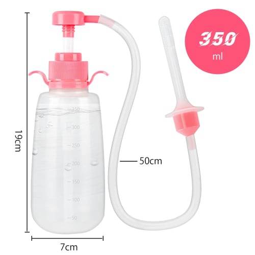 Soxeeh Multi-Purpose Cleansing Pump Enema Syringe with Manual Pump, 350ml Large Capacity, 50cm Tube, 2 Replacement Nozzles, and Dustproof Cover, Unise