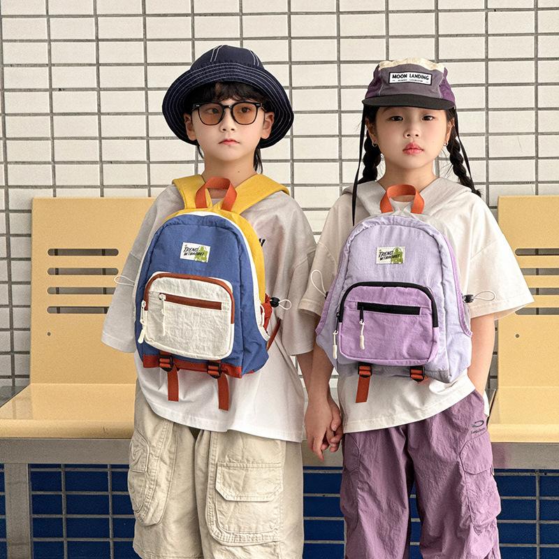 Schoolbag kindergarten school bag children's color matching outdoor backpack travel boys and girls trendy cool boys mountaineering small backpack