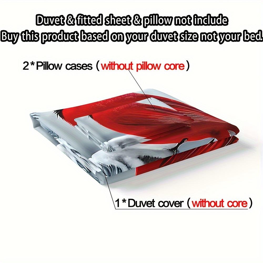 Comforter 3Pcs Red Bird Winter Snow Ultra Soft Comfortable Breathable Bedding Animal Theme For Bedroom