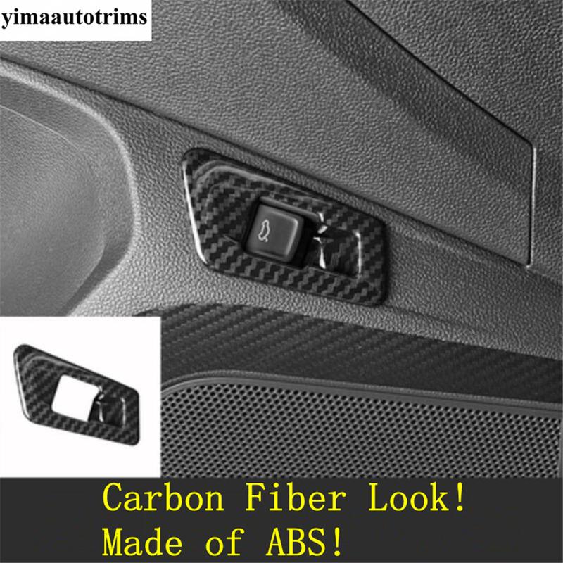 Rear Trunk Tailgate Switch Control Button Frame Cover Trim For Volkswagen T-Roc T Roc 2018 - 2025 Carbon Fiber / Matte Interior