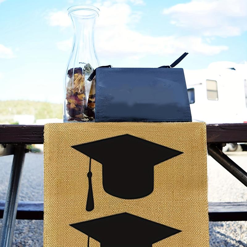 1 kus Stolní běhoun s maturitní tématikou Černý a žlutý Odolný Lněný lem Rustikální Stolní běhoun Pokojová dekorace Více velikostí