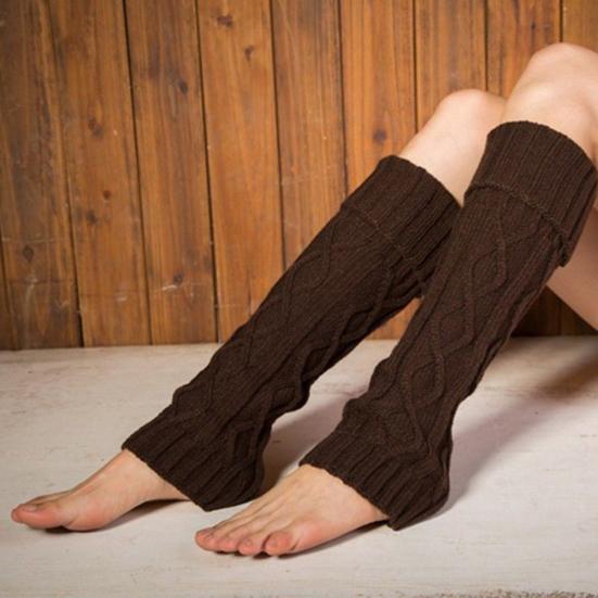 Winter Damen Einfarbig Gehäkelt Gestrickte Stulpen Elastische Stiefelstulpen Lange Socken